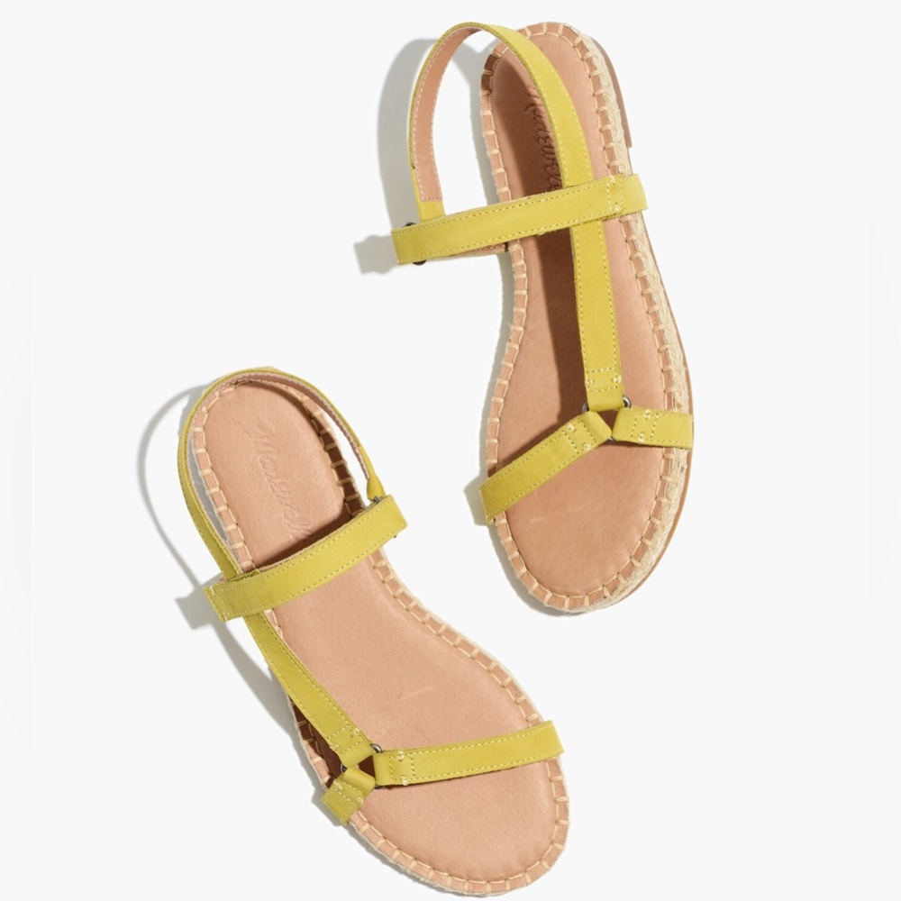 Madewell The Hallie Espadrille Leather T-Strap Sandals